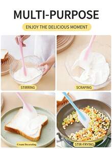 5pcs Multi-Color Premium Silicone Spatula Set, Non-Stick Heat Resistant Kitchen Tools, Dishwasher Silicone Scraper, Suitable For Cooking & Baking, Compatible With Cake Molds - Multicolor - View 6