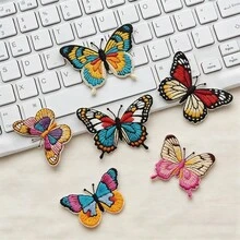 6 Peças Patch Bordado, Patches com Adesivo para Roupas, Chapéus, Jaquetas, DIY, Conjunto de Patch Bordado da Série Borboleta Colorida, Adequado para Capas de Telefone, Bolsas e Decoração de Roupas - Conjunto de 6 peças de adesivo termofusível - Visão 1