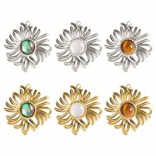 1pc/6pcs Vintage Luxury 304 Stainless Steel Inlaid Shell Gold/Silver Asymmetrical Flower Shell Pendant Necklace Earring DIY Jewelry Accessories - S3313 - View 18