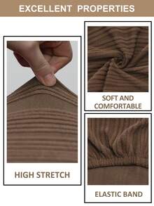 1pc/4pcs/6pcs Solid Color Jacquard Chair Covers, Removable Elastic Dining Chair Slipcovers, Suitable For Dining Room, Living Room, Home Decor - Dark Coffee - View 4
