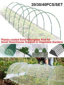 Bộ khung lưới bảo vệ cây trồng trong vườn bằng sợi thủy tinh màu xanh lá cây 20/30/40/24/36 chiếc - Khung lưới chống chim/sâu bệnh/động vật - Đường kính 4mm/6mm, dài 40cm, kèm đinh cố định xuống đất - Lưới che nắng nhà kính bền chắc, chịu được thời tiết, thích hợp cho hoa và rau, khung đỡ hoa và rau, bộ khung lưới bảo vệ chim và động vật trong nhà kính, bộ khung lưới chống côn trùng bằng thanh sợi thủy tinh. - thanh sợi thủy tinh - Xem 1