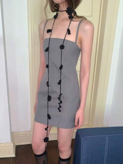 1 pieza Bufanda larga y delgada con patrón de rosa tejida a mano de estilo vintage; Cadena para el cuello de estilo Y2K de nicho; Accesorio para el cuello; Cinta