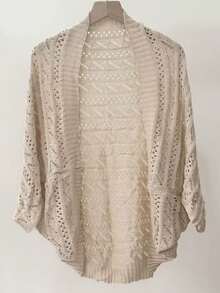 1件女士针织披肩，空调房专用肩巾 - 22號披肩米色 - 查看 1