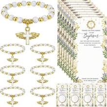 60 piezas Pulseras elásticas con cuentas en forma de cruz, vienen con bolsa de organza, adecuadas para primera comunión, Eid, , cumpleaños, regalos para reuniones diarias, despedida de soltera, recuerdos - Multicolor-12 juegos - Ver 7