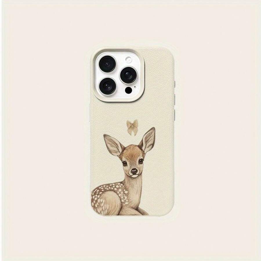 Funda para teléfono: Una funda blanca suave con un patrón de lazo y ciervo en la parte inferior, compatible con los modelos iPhone 17/16/15/14/13/12/11 Series, 17 Pro Max y 14/15/16 Plus, 17 Air, 17 Pro Max, 7/8 Plus/SE - Ideal como regalo de cumpleaños, regalo de vacaciones, teléfonos móviles, bolsos, accesorios para móviles, fundas para teléfonos, decoración de habitaciones, accesorios, fundas transparentes para teléfonos, verano, correas para teléfonos, fundas para teléfonos de hombre, fundas para teléfonos de mujer, protección para teléfonos móviles, accesorios de playa, dulces de fresa, fundas protectoras para teléfonos. - Estilo (1 pieza) - Ver 1