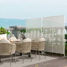 Freistehender Sichtschutz aus Metall für Garten & Terrasse, 188x120cm Dekorativer Gartenzaun, Rostfreier Trennwand-Sichtschutz für Balkon & Pool, Wetterfeste Sichtschutzwand, Schwarz - 6 - Übersicht 3