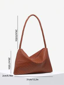 1 chiếc túi đeo vai cỡ lớn kiểu dáng nghỉ dưỡng dành cho nữ, làm bằng da giả dệt, thích hợp cho dạo phố, du lịch, tiệc tùng. - màu nâu - Xem 6