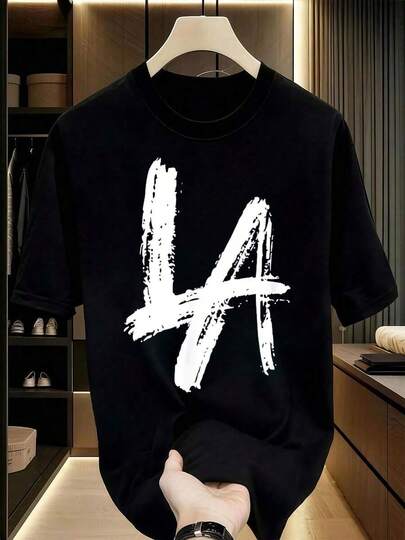 Diseño de Camiseta Interlocking LA Brush - Los Ángeles, California -% Algodón 180g - Camiseta de Hombre - Camisetas Gráficas - Tops Cortos - Conjuntos - Camisetas HXPO