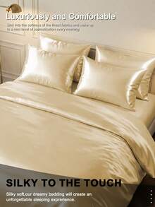2/3pcs Solid Color Duvet Cover Set, Bedding Set, Fashionable And Simple Quilt Cover, With Zipper Closure Corner Ties, Washed Microfiber Duvet Cover, Soft, Skin Friendly, And Breathable, Lightweight And Ailky Smooth, Ideal Easter Gift, For Mother's Day Gift, Perfect Holiday Gift, Suitable For All Seasons, Bedding Set, Soft Comfortable Duvet Cover, Home Decor, Twin/Queen/King,1pc Duvet Cover And 1/2pcs Pillowcase - Gold - View 4