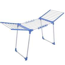 1 pieza Tendedero plegable con forma de ala, tendedero de ropa de pie para uso interior y exterior en el hogar, tendedero de gran tamaño. Ligero/Duradero, suministro de almacenamiento y organización de lavandería, adecuado para secado en el balcón, colgado de toallas en baños - Azul - Ver 6