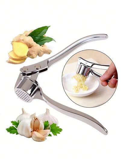 1pc Garlic Press Multifunctional Home Use, Stainless Steel Manual Garlic Chopper, Ginger, Pepper, Onion, Salad Kitchen Gadgets, Easy To Press And Clean, Home Kitchen Gadgets, Kitchen Tools, Portable Garlic Press For Camping, BBQ, Restaurant, Metal Garlic Crusher, Washable Garlic Crusher, Father's Day, Mother's Day, Wedding Season Gift