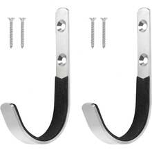 Juego de 2 ganchos de rifle de borde para montaje en pared - Ganchos de metal en forma de J para almacenamiento - Superficie plateada brillante - Ver 10