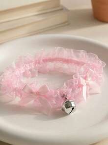 性感蕾丝吊袜带，带铃铛和链条，新娘婚礼腿部吊袜带 - 彩色 - 查看 3