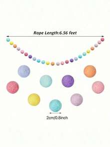 1pc, Pre-String, Knitted Felt Ball Garland Colored Garland, 6.5ft Long Suitable For Mardi Gras Easter New Year Valentine Christmas Walls, For Home Room Living Room Office Decor,Christmas - 1 - 查看 4