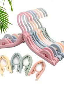 10/8/6/5/3/1pc Portable Foldable Clothes Hanger Without Clips, Foldable Drying Rack, Non-Slip Design, Suitable For Retail Stores And Cruise Ships, Random Colors - View 4