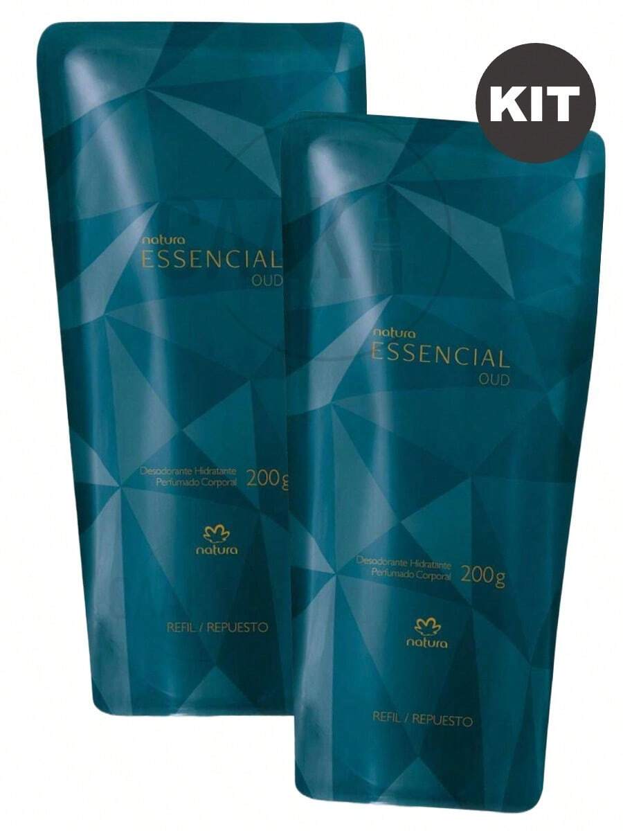 REFILL Essential Oud Moisturizing Lotion By Natura - Perfumed Body Deodorant For Women - Kit With 2 Units Of 200g Each. - 2 unidades - RECARGA - 200 g - Ver 1