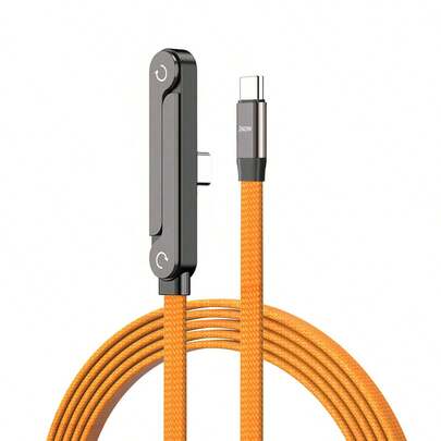 Durcord 二合一 240W（最大）快充折叠支架数据线，橙/黑配色，尼龙编织快充线，可折叠手机平板支架数据线，Type-C 转 Type-C 接口，兼容 17/16/15/CarPlay/荣耀/笔记本电脑/平板电脑，兼容三星，兼容小米，高效充电线