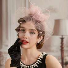 1pc Women's Elegant Small Hat, Suitable For Tea Parties, Galas, Etc. 2026 New Arrival Vintage 1950s Kentucky Derby Style With Feather Hair Clip, Suitable For Brides, Weddings, Parties, Birdcage Veil Headpiece, 1920s Floral Style Small Hat - Style a - View 5