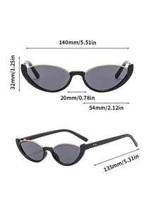 1pc Women's Cat Eye Shaped Minimalist Fashion Fashion Glasses With Rhinestone Decor Cat Eye Shape Shades - Light Grey - 查看 4