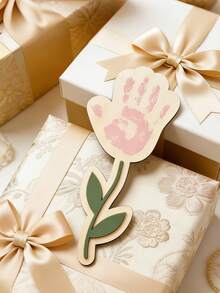 1pc Blank Wooden Flower Bud Decor, Wooden DIY Handprint Art Flower Card, Warm Home Decor, Mother's Day Handprint Flower DIY Floral Card, Suitable For Living Room, Bedroom, Office Desk, Mother's Day, Wedding Anniversary, Friends, Christmas, High-End Home Gift - One Mother's Day Handprint Flower - View 2