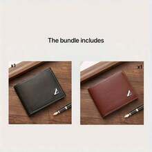 Bolso De Hombre,A Stylish, Large-Capacity Horizontal Wallet, Tan Purse,Suitable For Young Men, Purses,Bags And Purses,Featuring A Short Wallet, Ideal For Both Business And Casual Use, Made Of Soft Faux Leather. - 咖啡棕 - 查看 7