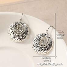 Vintage Minimalist Hammered Spiral Hollow Pendant Earrings, Handmade Jewelry For Women, Suitable For Daily And Various Occasions, A Delicate Surprise Gift For Ladies - Silver - View 2