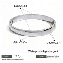 Women's 18K Gold Plated Stainless Steel Bracelet, Fashion Light Luxury Simple Basic Bracelet, Waterproof Jewelry. Elegant Stainless Steel Wide Bangle, Vintage Style, Suitable For Daily And Party Wear, Ideal Holiday Gift For Girlfriend Or Best Friend - Multicolor - View 4