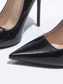 Vintage Style High Heels Thin Heels Party Women's Shoes, Spring/Autumn New Arrival Super High Shoes In Color Block Design With Pointed Low Vamp Women's High Heel Mirror Surface Red Bottom Fashion Pumps, Elegant Formal Dress Shoes - 黑色 - 查看 8