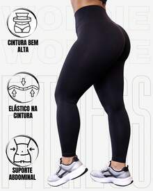 Basic Plus Size Leggings Ultra Thick Fabric Power Comfortable High Waist WOLFOX Fitness And Casual - màu đen - Xem 3
