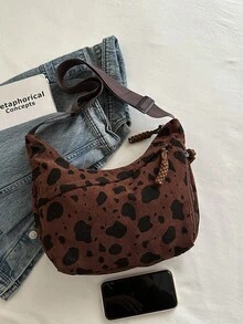 2026 Spring New Arrival Cow Print Fashionable Casual Large Capacity Minimalist Shoulder Tote Bag - Brown - View 9