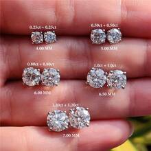 14K镀金立方氧化锆耳钉，低过敏性不锈钢银色/金色耳环，3-4-5-6毫米圆形CZ仿钻耳钉，适合日常佩戴，吸血鬼配饰，万圣节耳环 - 如圖所示 - 查看 3