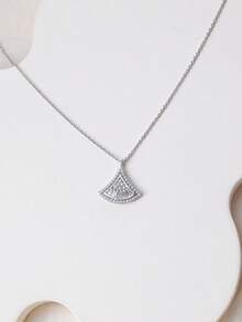 1 chiếc dây chuyền mặt dây chuyền hình lá quạt tối giản và thanh lịch - vòng cổ - Xem 7