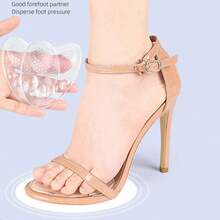 1 paire de coussinets de talon transparents antidérapants en gel, semelles avant-pied souples, protecteurs de plante des pieds, convenant aux activités extérieures, à la marche, à la danse, aux sports. Inserts de chaussures en gel pour femmes, coussinets de talon, semelles de chaussures de sport, tampons amortissants de haute qualité, semelles, tampons demi-taille - Transparent - Voir 6