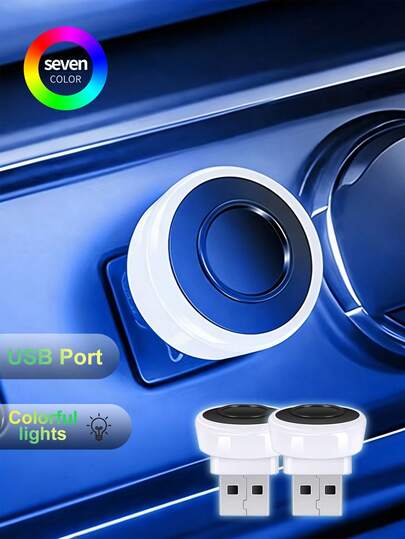 2 chiếc đèn LED trang trí nội thất xe hơi đa năng USB, đèn trang trí laptop, phụ kiện nội thất xe hơi, đèn LED mini USB.