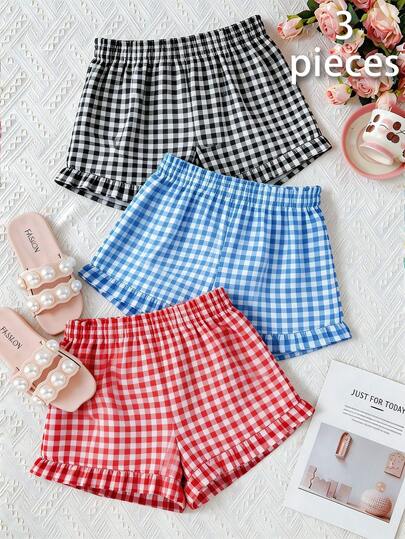 Tween Girls' Plaid Casual Shorts, Spring/Summer