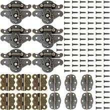 6个复古小盒子铰链和3套仿古右钩搭扣，木制首饰盒搭扣，橱柜盒装饰 - 多色 - 查看 2