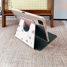 1 Ốp bảo vệ máy tính bảng xoay 360° họa tiết dâu tây và nơ màu hồng, có khe cắm bút, chân đế từ tính đa góc và chức năng tự động tắt/mở màn hình, tương thích với iPad Pro/Air, và Pad 5/6/35 - Nhiều màu - Xem 6
