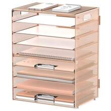 DALTACK Organizador de escritorio con bandeja de cartas de 9 niveles y asas organizador de archivos de malla organizador de archivos para escritorio clasificador de papel para oficina hogar y - Organizador de computadora Gold Rose - Ver 1