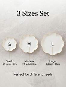 1pc/Set Floral Design Tray, Candy Dish, Snack Plate, Cosmetic Organizer - White - View 2