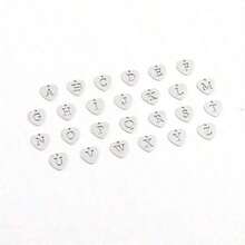 1pc Stainless Steel Heart-Shaped Letter Pendant T-Bar Necklace, Fashion Gift For Women, Party, Valentine's Day, Mother's Day - 銀色 - 查看 4