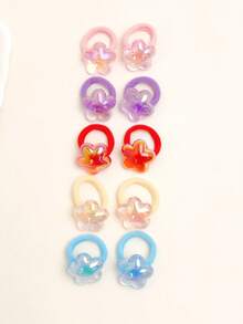 10pcs Cute Star & Moon Hair Scrunchies, Girls Hair Accessories, Shiny Elastic Hair Ties, Sweet Ponytail Holders - Multicolor - View 3