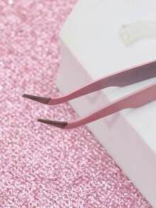 Rose Red Simple Eyelash Tweezers, Straight And Curved Head Design, Two Tweezer Head Options, Fine Design, Easily Meets Various Needs. Thickened Steel, High Hardness, Good Elasticity, Durable. Equipped With A Protective Cap To Prevent Hand Injury. Comfortable Fit. - Hot Pink - View 7