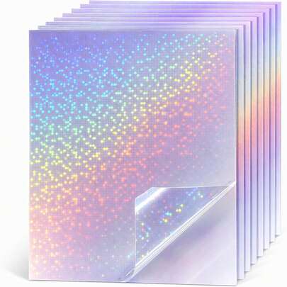 10pcs A4 Size Small Polka Dot Holographic Cold Lamination Film, PVC Material, Transparent Glitter Stickers, Waterproof, Size 21.08x29.72cm, Suitable For DIY Crafts And Scrapbooking