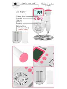 Home Pregnancy Heart Monitor With Gel, High Sensitivity Large Screen, Saf⁢E Baby Heartbeat Detector, Great Gift For Mom To Be - 粉色 - 查看 2