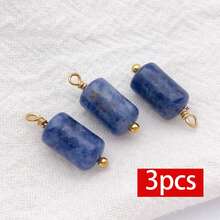 2 mặt dây chuyền đá tự nhiên hình cột 6x10mm kèm đế thép không gỉ, dùng để tự làm trang sức (bông tai, vòng cổ, vòng tay). - Mặt dây chuyền - Xem 12