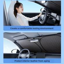 Visera de sol para coche con estampado de cuadros a la moda, cobertura completa, aislamiento térmico y protección UV para el interior del automóvil - Parasol frontal con estampado de rombos impreso con láser. - Ver 5