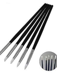 5pcs Nail Art Brush Set, Includes Silicone Tips, Dotting Brush, Blending Brush And Flower Painting Brush. This Multi-Function Nail Art Brush Set Is Suitable For 20 Different DIY Nail Art Projects. - Multicolor - View 11