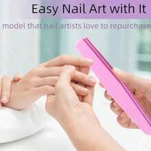 粉色菱形海绵指甲锉，双面指甲抛光打磨器美甲工具 - 粉色 - 查看 3