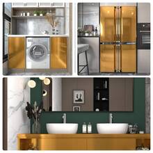 1卷金色金属质感自粘墙纸，PVC材质，适用于橱柜、浴室、家具装饰，防水、易清洁、耐用、可移除，尺寸为15.7英寸 x 39.3英寸/118.1英寸/196.8英寸 - 金子 - 查看 9