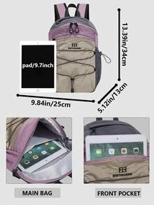 可折叠速干户外尼龙双肩包，女士多功能时尚日用包，多口袋轻便旅行包，大容量简约书包，便捷书包，适合学生、护士、教师、商务人士、旅行度假、商务出行、日常通勤、购物、办公、约会、徒步、训练、工作，生日礼物、节日礼物。 - 彩色 - 查看 3